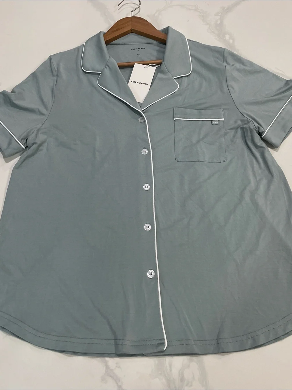 NWT Cozy Earth Women's Bamboo Short Sleeve Pajama Top – Sage Green